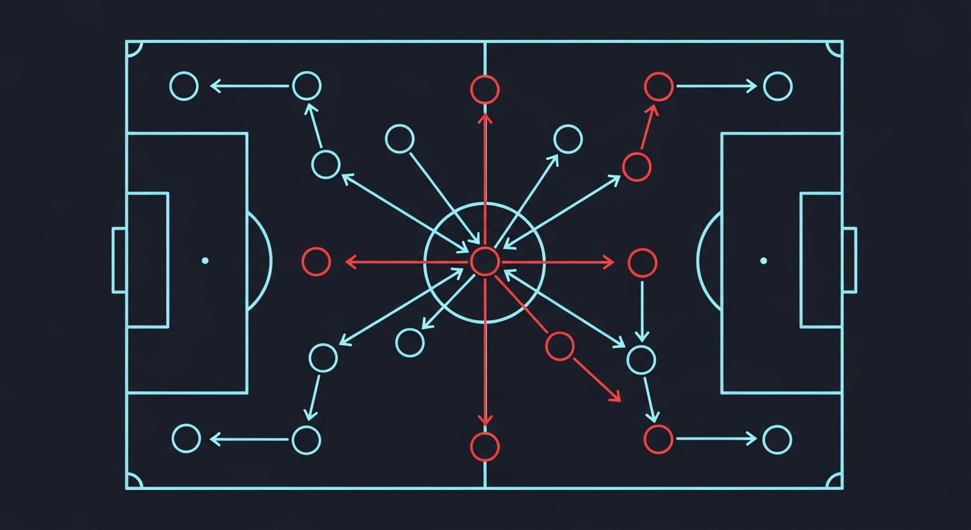 아르헨티나 4-1-3-2와 이집트 4-4-2의 전술 구도를 상징하는 다이어그램 일러스트