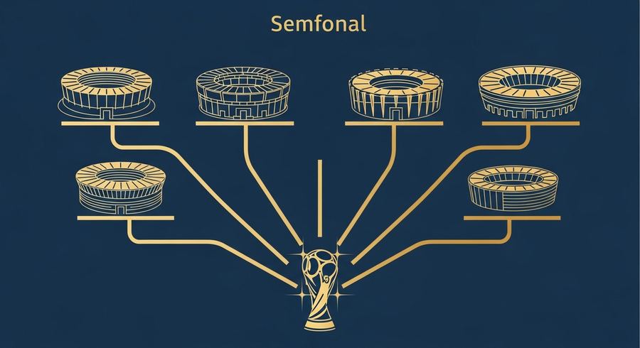 2026 FIFA 월드컵 4강 대진표를 상징하는 일러스트